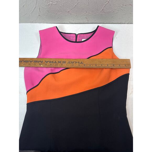 Studio I Womens Colorblock Black Sheath Dress Casual Career Formal Knee Size 10 - Picture 4 of 8